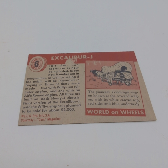 1954 Topps Car Card Set 3 Veritas, Packard, Excalibur J Sports Cars - Picture 6 of 7